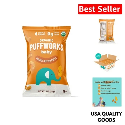 Organic Peanut Butter Puffs for Babies: 12 Pack of 0.5 Ounce Snacks,  & Glute... - Image 1 of 4