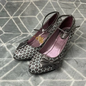 Joe Browns Polkadot Heels Women’s Size 7 Bow Ankle Strap 3 Inch Heel - Picture 1 of 10