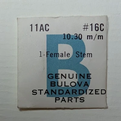 1 Genuine Bulova Stem 11AC #16C 10.30mm Female NOS Standardized Packet - Image 1 of 2