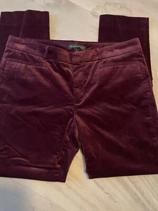 NWOT Banana Republic Wine Color Sloan Stretch Cotton Blend Velvet Pants Size 8 - Picture 1 of 9