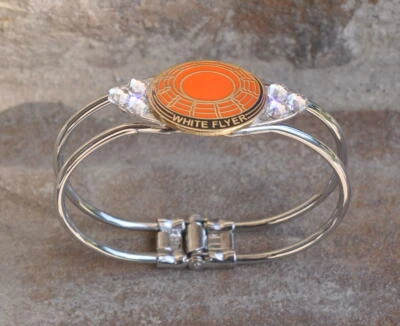 Brazalete Arcilla Paloma Blanco Flyer Esmaltado Placa Plata 6 Swarovski Trampa Tiro Foto 1 de 2