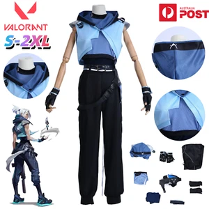 Valorant Jett Costume Game Cosplay Outfits Fancy Coat Gloves Halloween Party AU - Picture 1 of 23