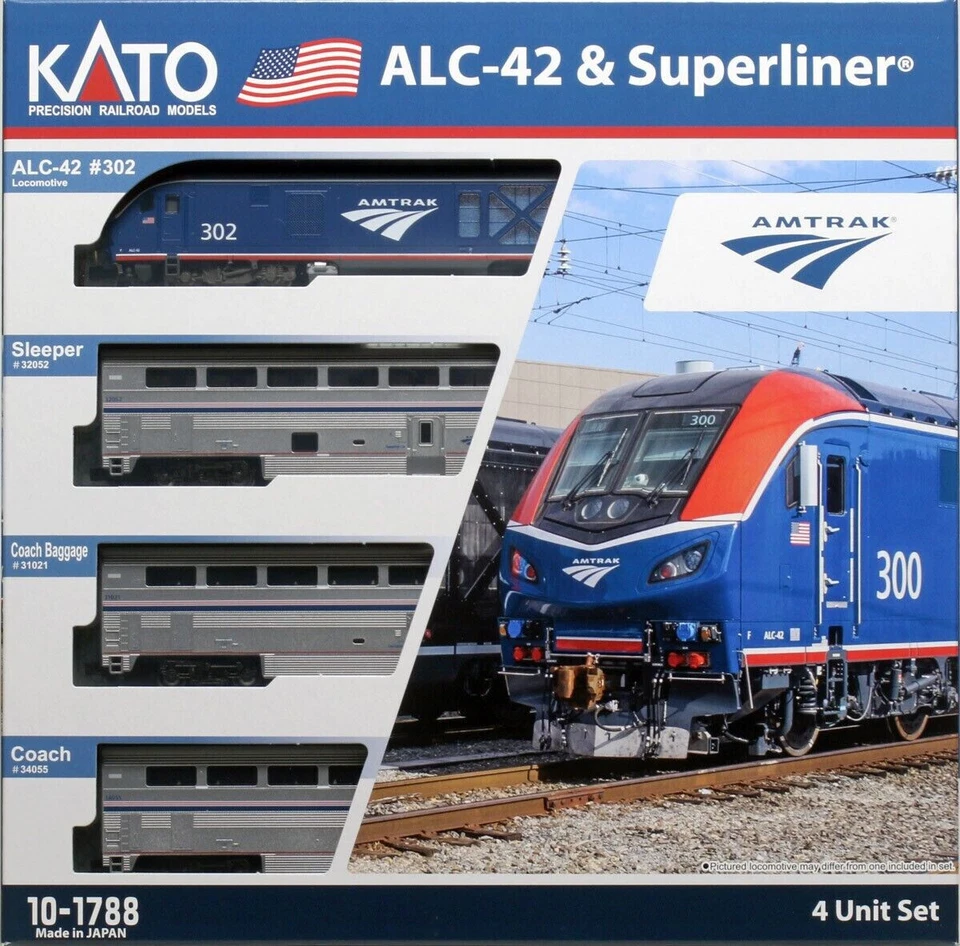 KATO 101788 N 比例套装 Amtrak ALC-42 Loco & 3 Superliner 汽车 10-1788 — 第 1/2 张图片