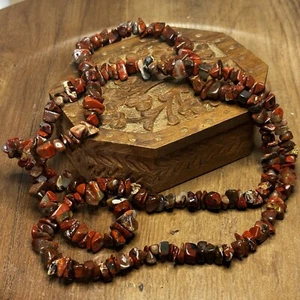 Jasper Stone chip Long 32” Necklace no clasp - Picture 1 of 4