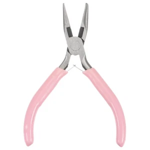 Mini alicates de nariz de aguja 4,5" alicates de precisión sin dientes con mango rosa - Imagen 1 de 7