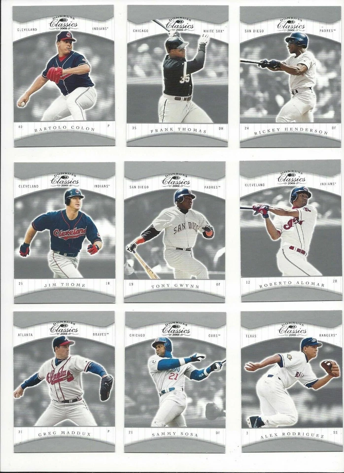 2001 DONRUSS CLASSICS BASE #'s 1-100 ( STARS, HOF ) WHO DO YOU NEED!!! - Image 1 of 1