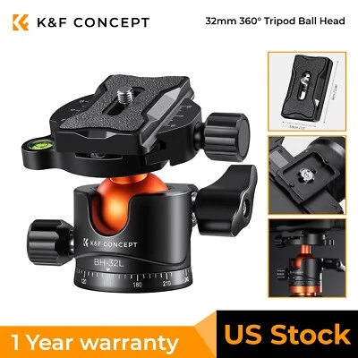 K&F Concept 32mm Metal Tripod Ball Head 360° Panoramic 12KG Load for Camera US - Image 1 of 4