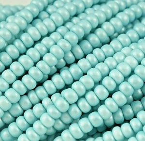Czech Glass Seed Beads Size 6/0 " PEARL ICE BLUE MATTE " Strands - Picture 1 of 4