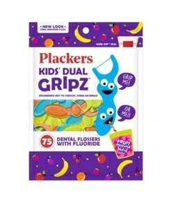 Plackers Kids Flossers Fruit Smoothie Swirl 300 count ( 4 bags of 75 flossers) - Picture 1 of 4