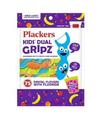 Plackers Kids Flossers Fruit Smoothie Swirl 300 count ( 4 bags of 75 flossers) - Image 1 of 4