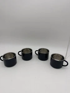 4 Count Metal Black Espresso Coffee Cups Set - Picture 1 of 12