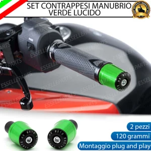 2X CONTRAPPESI MANUBRIO BILANCIERI STABILIZZATORI MOTO SCOOTER ALLUMINIO VERDE - Foto 1 di 7