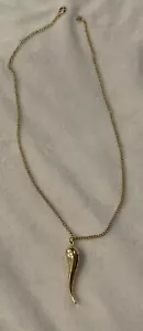 14k Gold Plated Italian Horn Lucky Charm Good Luck Pendant Cornicello - No Clasp - Picture 1 of 4
