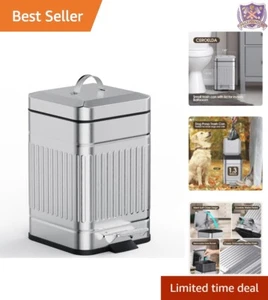 Chic Square Indoor/Outdoor Trash Can – 1.3 Gal Stainless Steel with Lid - Picture 1 of 8