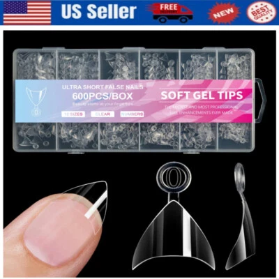 Puntas de uñas postizas de cubierta completa de cristal transparentes hágalo usted mismo modelado extender puntas de uñas Foto 1 de 4