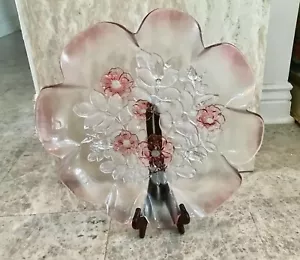 Walther Glas Mikasa Pink Rosella Crystal Glass Large 16" Round Platter - Picture 1 of 7