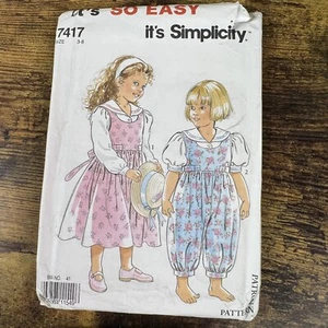 Simplicity Girls Dress Romper Vintage Uncut Pattern Sz 3-8 #7417 - Picture 1 of 2