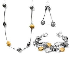 NWTag Brighton MEDITERRANEAN GRAY PEARL Necklace Earrings Bracelet Set MSRP $218 - Picture 1 of 5
