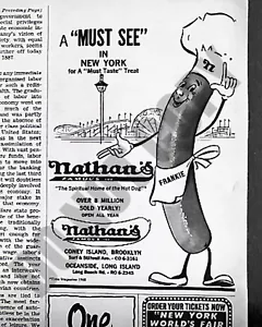 1960s Nathans Famous Hot Dog In a New York Newspaper Promo Ad 8x10 Photo - Picture 1 of 1