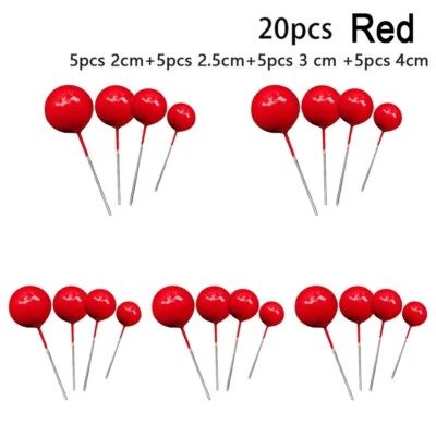 20x White/yellow/black/purple/red Ball Birthday Party Cupcake Topper Cake Golden - Image 1 of 3