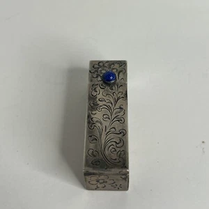 Antique Vintage 925 Sterling Silver ? Or 800 Lipstick Case Compact Mirror Etched - Picture 1 of 12
