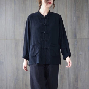 Damen Chinesisch Baumwolle Mantel Jacke Top Tang Suit Strickjacke Retro Ethnisch - Picture 1 of 23