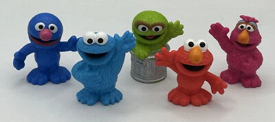 Sesame Street Workshop Lot Of 5 Elmo Cookie Monster Oscar - Hard Plastic - Image 1 of 4