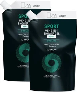 Amazon Men Sport 3-in-1 Shower Gel Refill - 2 x 1000ml - UK Genuine Fast & Safe - Picture 1 of 3