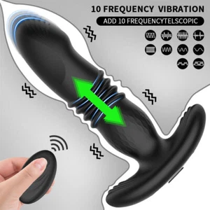 Thrusting Anal Butt Plug Dildo Vibrator Prostate Massager Sex Toys for Men Women - Picture 1 of 11