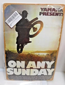 "On Any Sunday" Movie Yamaha Presents Wall Decor, Tin Sign 8" x 12" ALL METAL - Picture 1 of 2