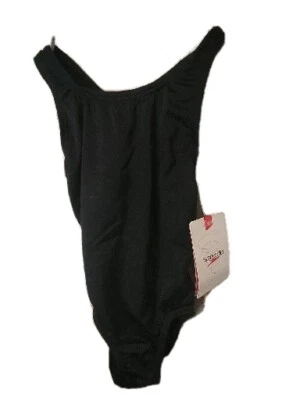 Traje de baño Speedo de una pieza traje de baño negro para niñas 8/24 carreras blanco logotipo Racerbac Foto 1 de 4