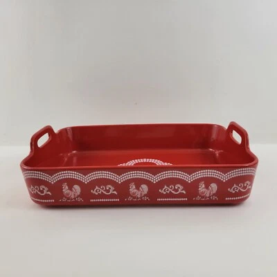 Temp-tations Doodle Doo Gallo Rectángulo 4 Cuartos Panadero 14" x 10-1/8" x 3-3/4" Foto 1 de 4