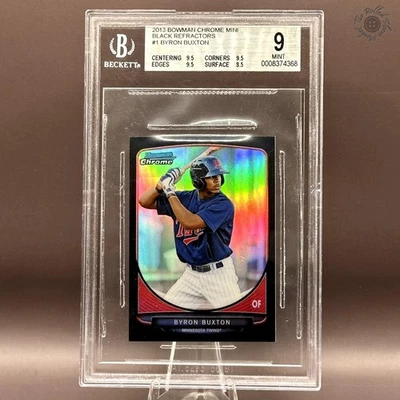 2013 Bowman Chrome Byron Buxton Black Mini Refractor /25 1st Card #1 BGS 9 - Image 1 of 4