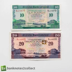 NORTHERN IRELAND: Set of 2 Pounds Ulster Bank Limited Banknotes. - Picture 1 of 3
