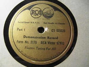 Radio RCA VICTOR 1938 97 KG DISCO DE DEMOSTRACIÓN afinación eléctrica accesorio de fono - Imagen 1 de 2