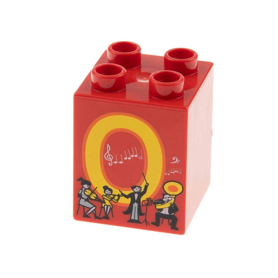 1xLego Duplo Motiv Bau Stein 2x2x2 rot bedruckt Buchstabe O Orchester 31110pb057 - Bild 1 von 1