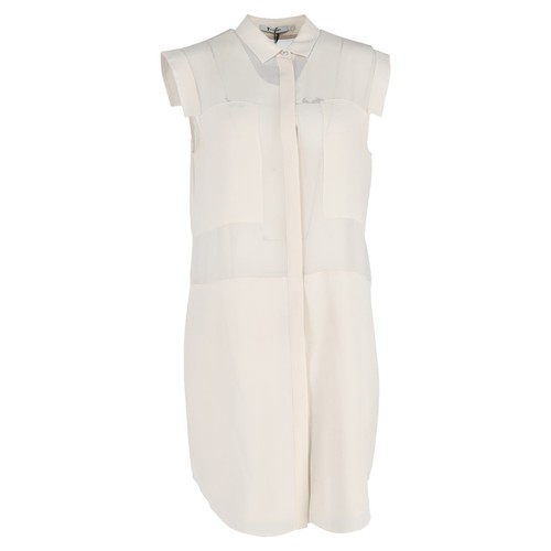 Abito mini camicia Alexander Wang con bottoni in seta panna