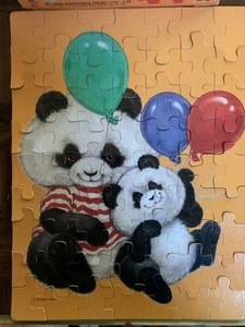 1991 Critter Sitters Panda's with Balloons 63 Pc Jigsaw Puzzle Complete - Picture 1 of 2