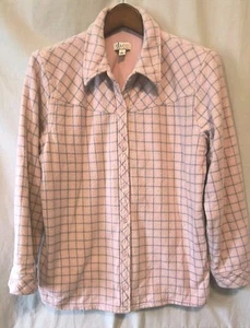 Denim And Co Shacket donna rosa foderato in flanella rosa morbido con bottoni taglia large - Foto 1 di 14