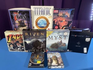 Lot 9 Macintosh Apple Spiele Indiana Jones, Doom 2, Myst Riven Titanic, 7th Guest - Bild 1 von 24