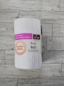 Mädchen Wondernation Strumpfhosen mit Füßen Größe Small (4-6) Doppelpack (schwarz/weiß) - Bild 1 von 3