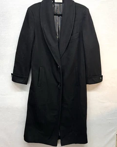 Vintage Damen 100% Wolle Langer Mantel Schwarz Größe L Made In USA Capsule Chic Retro - Bild 1 von 19