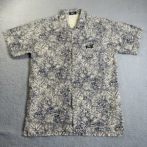 Camisa de Colección JimmyZ Hawaiana Mezcla de Lino Lona Abotonada Para Hombres L Azul - Imagen 1 de 16