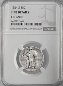 1924-S  25C STANDING LIBERTY QUARTER  NGC FINE DETAILS "CLEANED" 8405237-044 - Picture 1 of 4