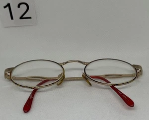 Le Star Vintage Emilia Amber Oval Eyeglasses Gold & Red 49-19-140 Frame Korea - Picture 1 of 10