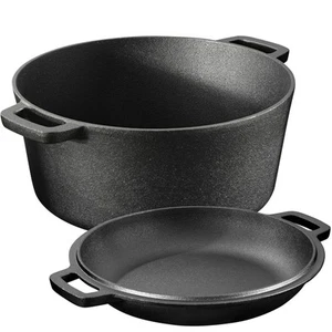 Pentola in Ghisa da Forno con Coperchio - Pentole e Padelle per Cuocere il Pane - Zdjęcie 1 z 8