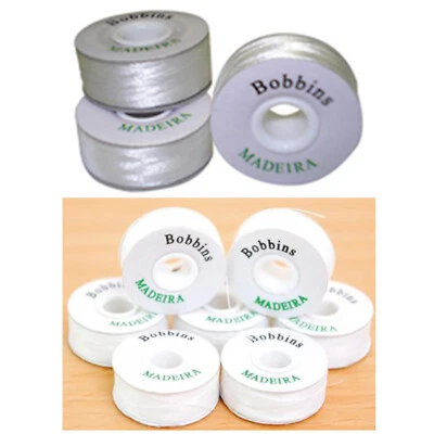 Madeira Pre-Wound L Style White Polyester Embroidery Machine Bobbins (MR020) - Image 1 of 2