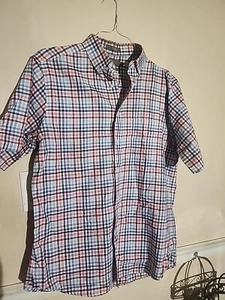 Daniel Cremieux Mens Size Medium Blue White Stripe Short-Sleeve Button Shirt D6 - Picture 1 of 5