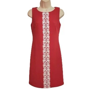 Chaps | Vestido recto elástico brillante sin mangas texturizado panal delantero encaje rosa - Imagen 1 de 9