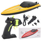 (Yellow)RC Racing Boat Set 4 Channels Remote Control Speedboat ABS Plastic Hull